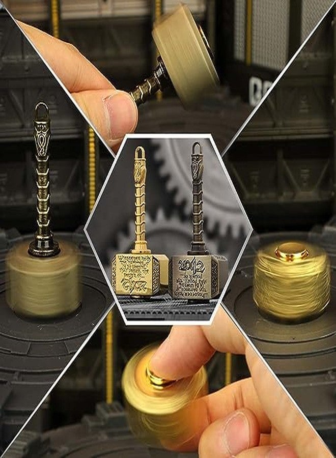 Dilabnba 2PCS Fidget Spinner Hammer Toy for Kid Adult, 2 in 1 Metal Finger Toy, Cool Fidget Spin Sensory Focus Gyro Party Stuff EDC Office Desktop Gifts for Men - Image 2